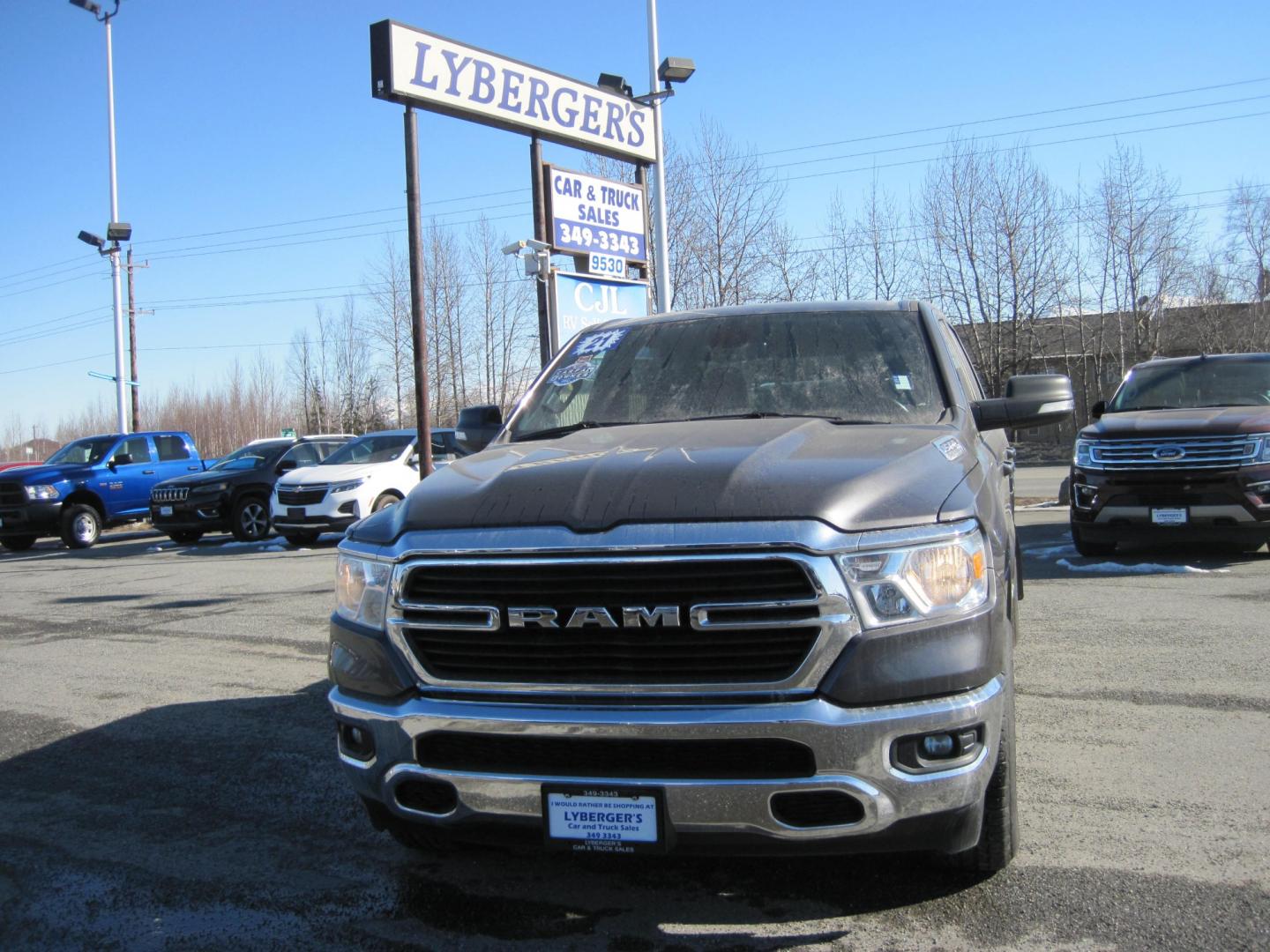 2021 gray /gray RAM 1500 Big Horn Crew Cab 4WD (1C6SRFFT3MN) with an 5.7L V8 engine, 8A transmission, located at 9530 Old Seward Highway, Anchorage, AK, 99515, (907) 349-3343, 61.134140, -149.865570 - Nice Ram 1500 Big Horn, bedliner and bed cover, come take a test drive - Photo#1